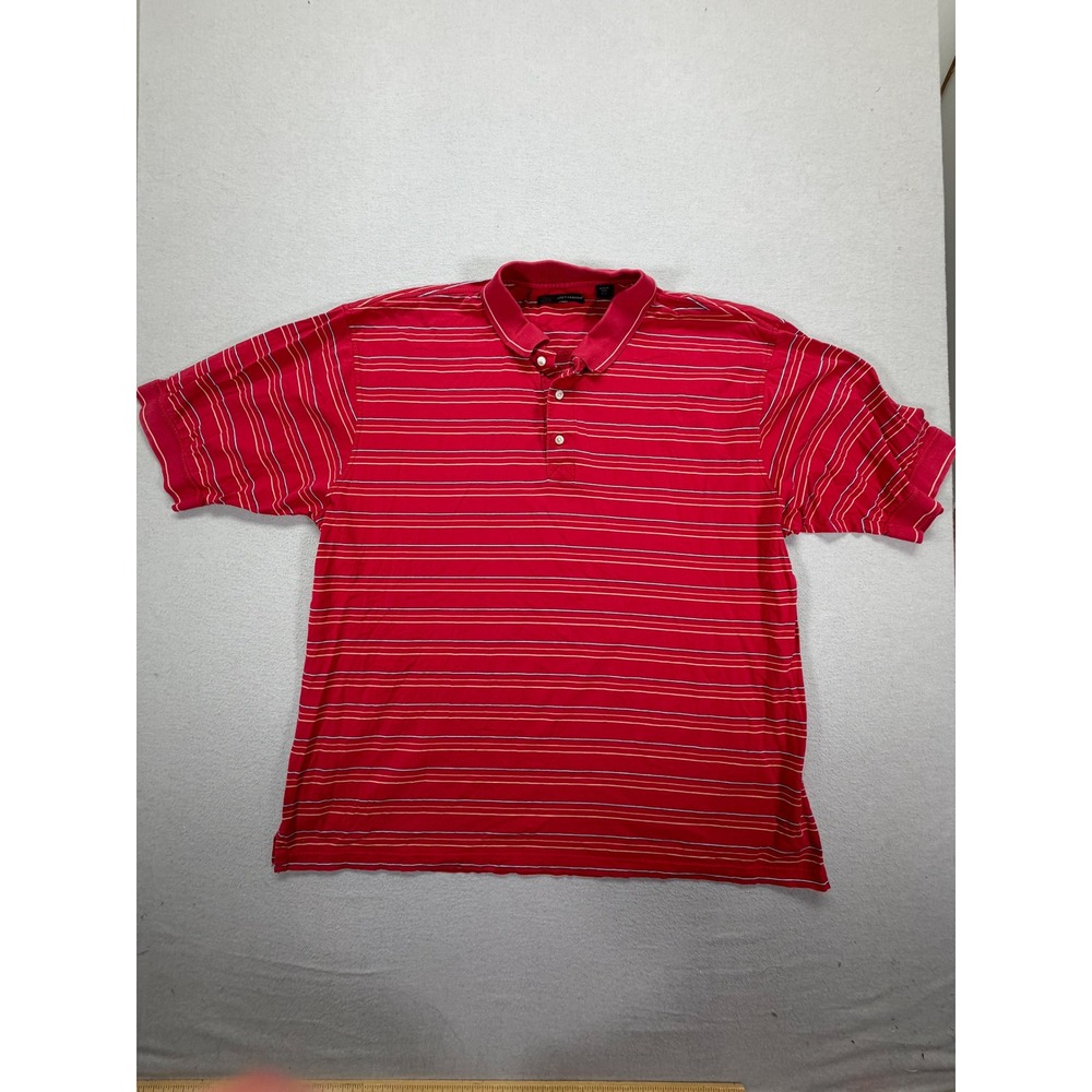 Greg Norman Mens Polo Shirt Tall Fit Red Striped Cotton Golf Top XLT